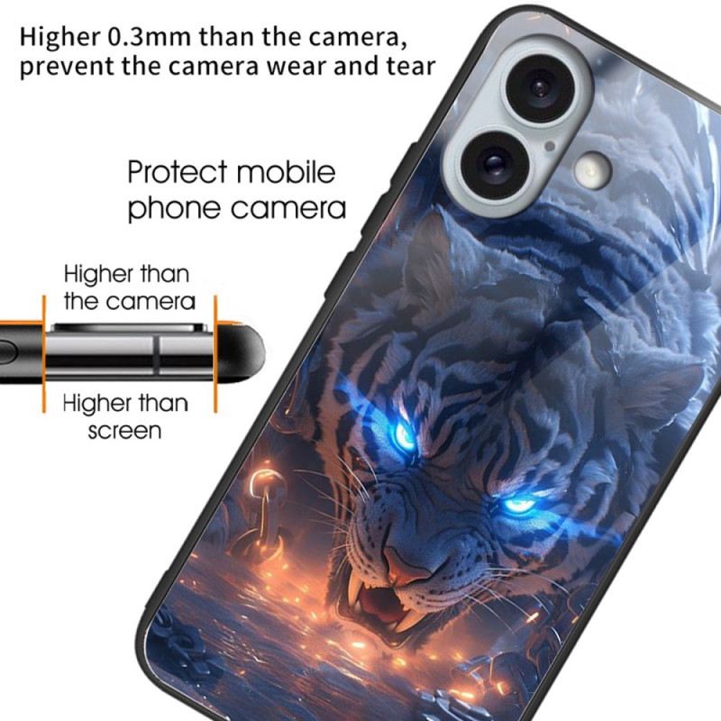 Hülle iPhone 16 Plus Gehärtetes Glas Mit Tiger-aufdruck