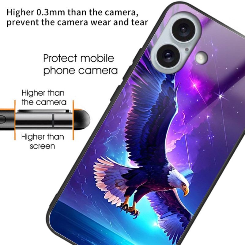 Hülle iPhone 16 Plus Handyhülle Flying Eagle Gehärtetes Glas