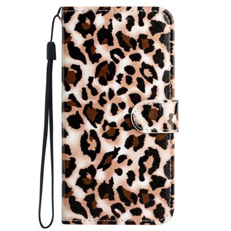 Lederhüllen Für iPhone 16 Plus Leopardenmuster Mit Riemen