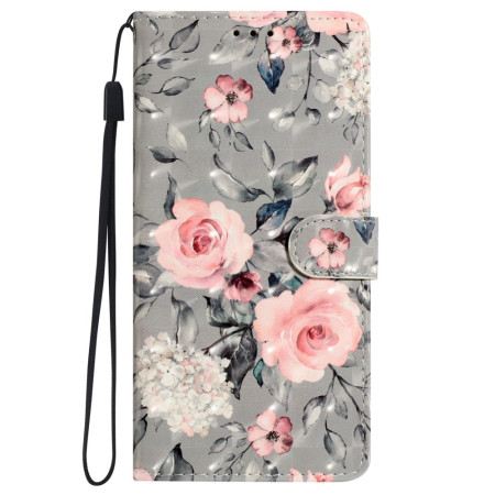 Lederhüllen iPhone 16 Plus Handyhülle Rosa Blumen Mit Riemen