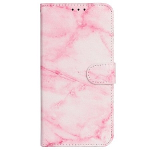 Lederhüllen iPhone 16 Plus Handyhülle Rosa Marmormuster