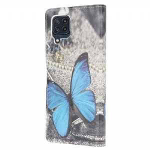 Lederhüllen Für Samsung Galaxy M32 Schutzhülle Blauer Schmetterling