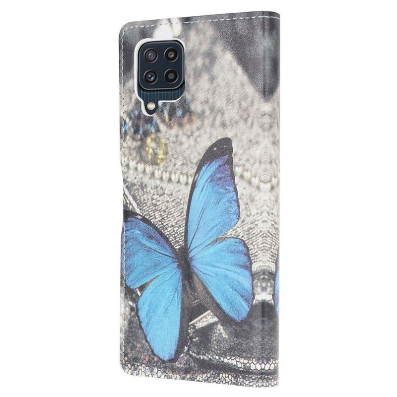 Lederhüllen Für Samsung Galaxy M32 Schutzhülle Blauer Schmetterling