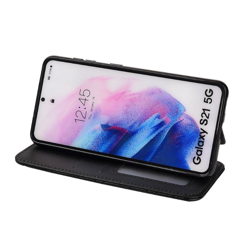 Flip Case Für Samsung Galaxy S21 Plus 5G Luxuriöser Gesteppter Ledereffekt