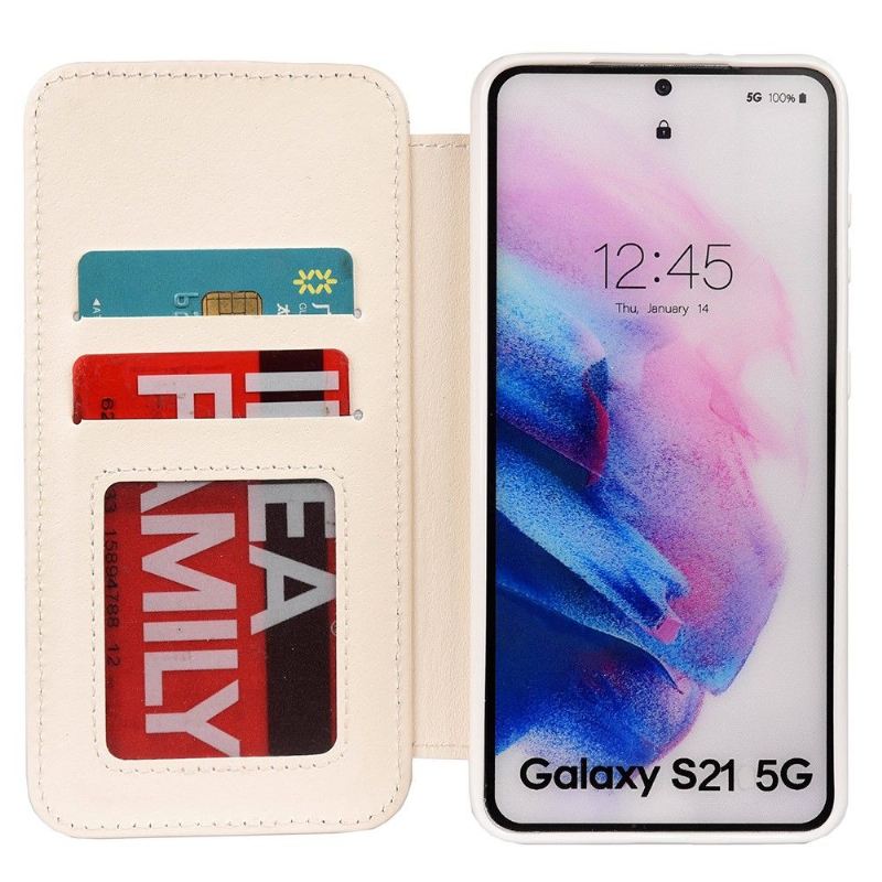 Flip Case Für Samsung Galaxy S21 Plus 5G Luxuriöser Gesteppter Ledereffekt