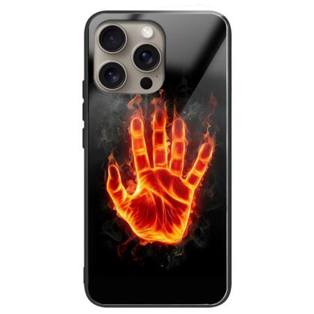 Hülle iPhone 16 Pro Handyhülle Hand On Fire Gehärtetes Glas