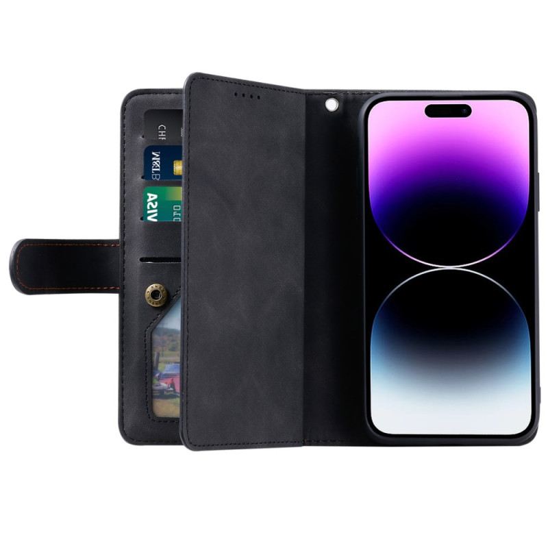 Lederhüllen iPhone 16 Pro Handyhülle Brieftasche Mit 9 Kartenhaltern