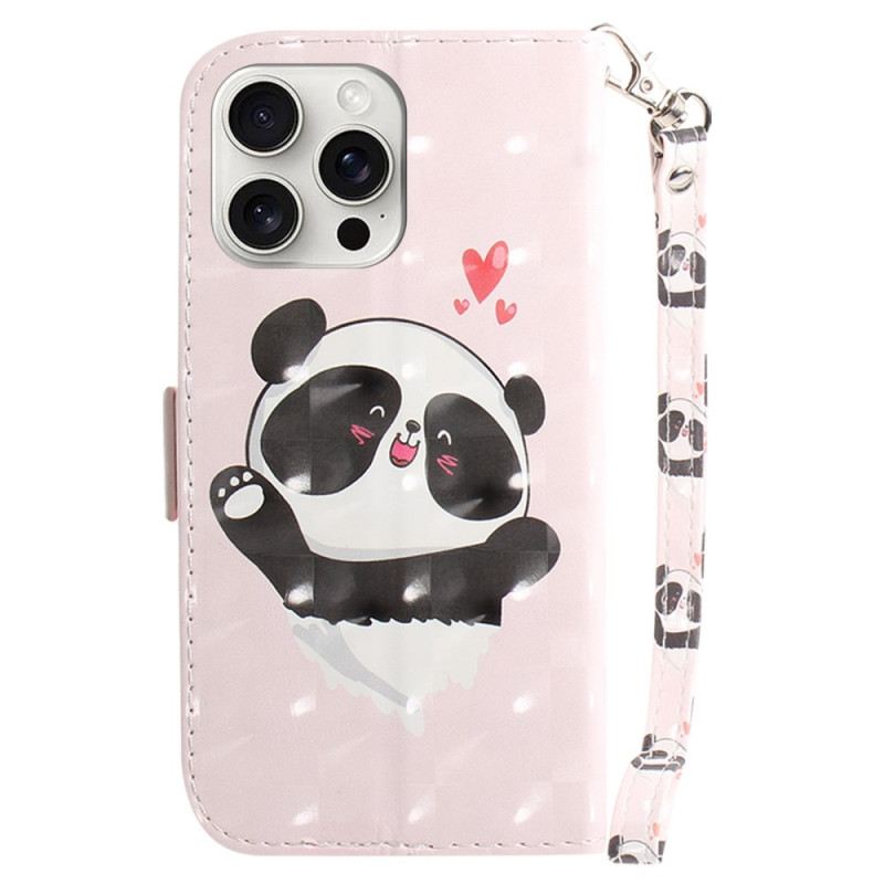 Lederhüllen iPhone 16 Pro Panda Love Mit Riemen