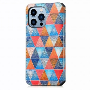 Lederhüllen Für iPhone 13 Pro Flip Case Kaleidoskop-mandala-flip-flap