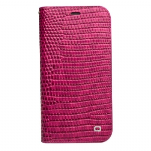 Flip Case Für iPhone 11 Echtes Leder In Kroko-optik - Pink