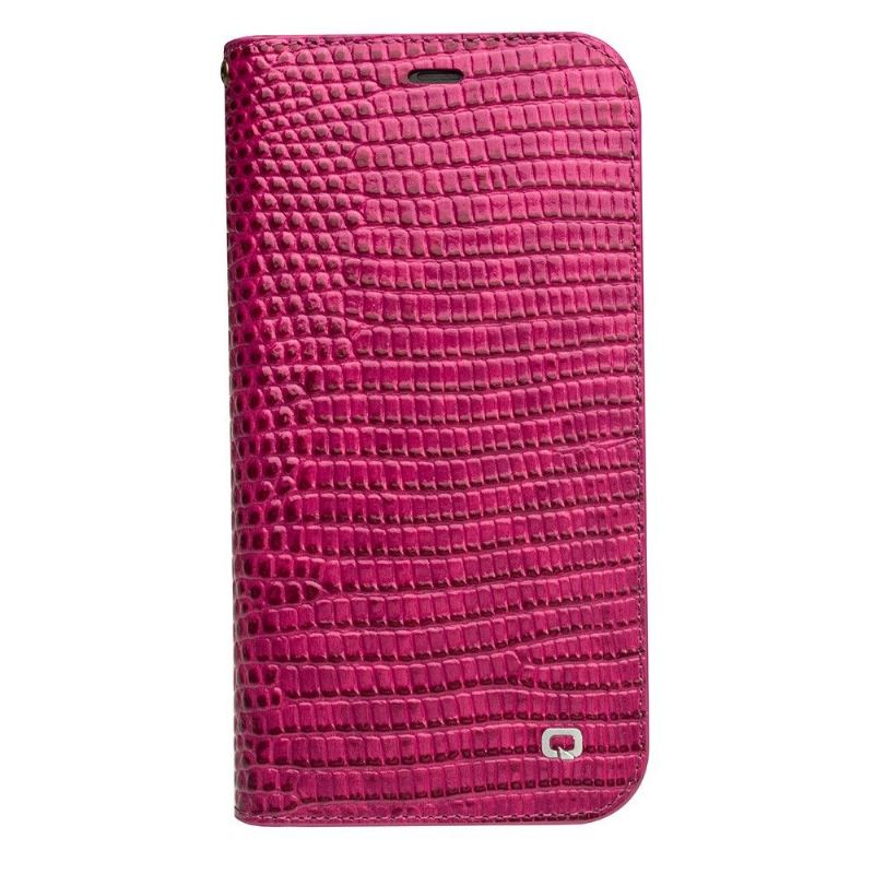 Flip Case Für iPhone 11 Echtes Leder In Kroko-optik - Pink