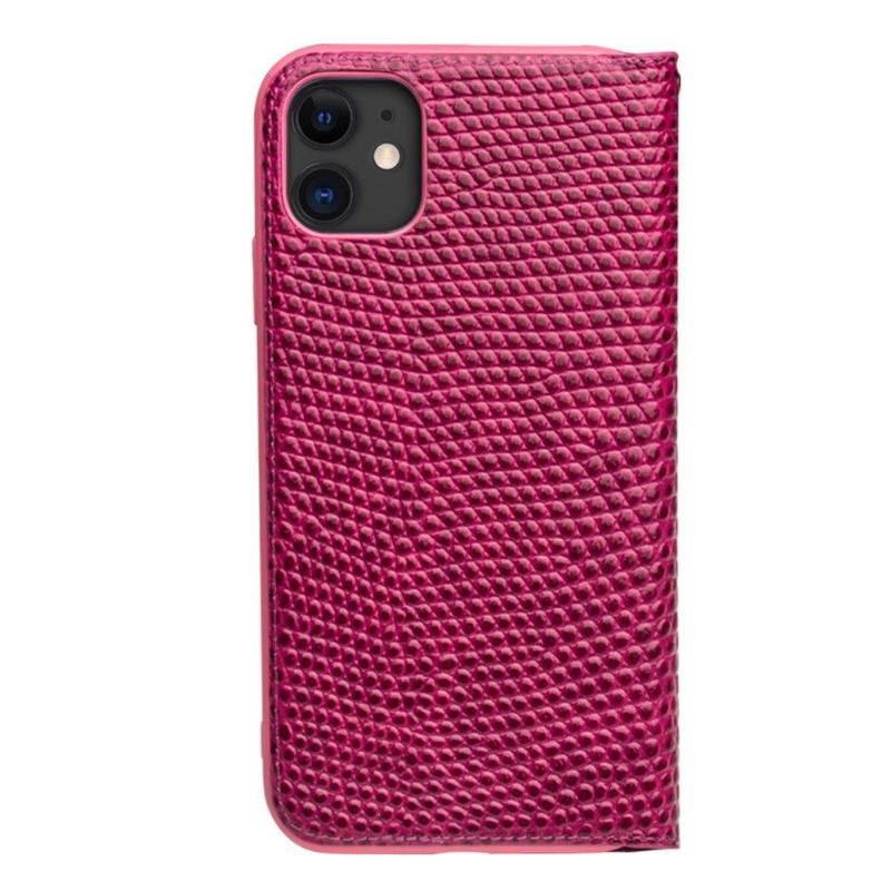 Flip Case Für iPhone 11 Echtes Leder In Kroko-optik - Pink