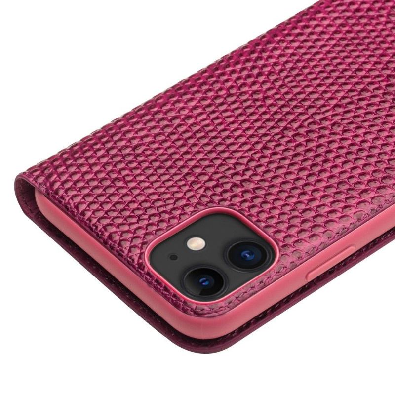 Flip Case Für iPhone 11 Echtes Leder In Kroko-optik - Pink