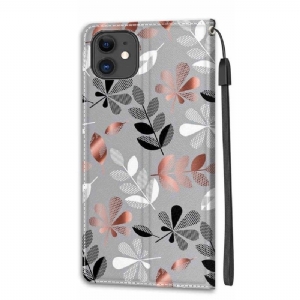 Flip Case Für iPhone 11 Illustration Mit Wilden Blättern