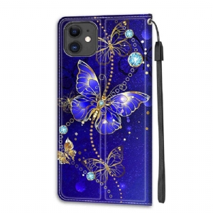 Flip Case Für iPhone 11 Lila Schmetterling