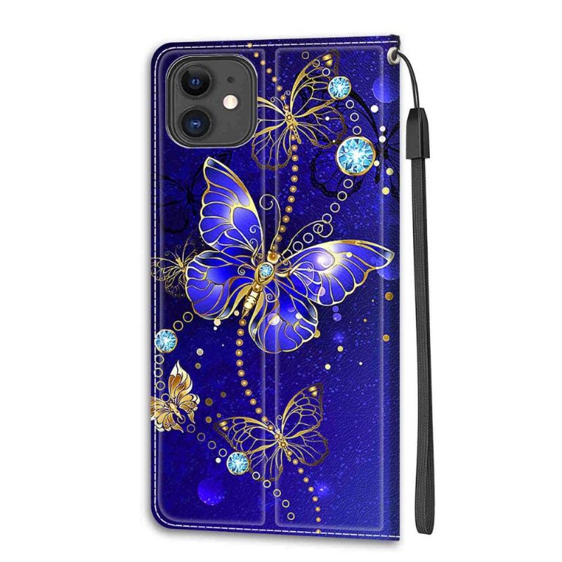 Flip Case Für iPhone 11 Lila Schmetterling