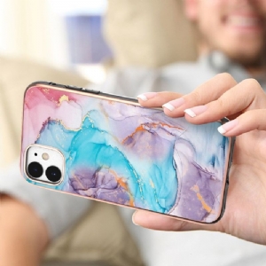 Handyhülle Für iPhone 11 Blau Gefärbter Marmor