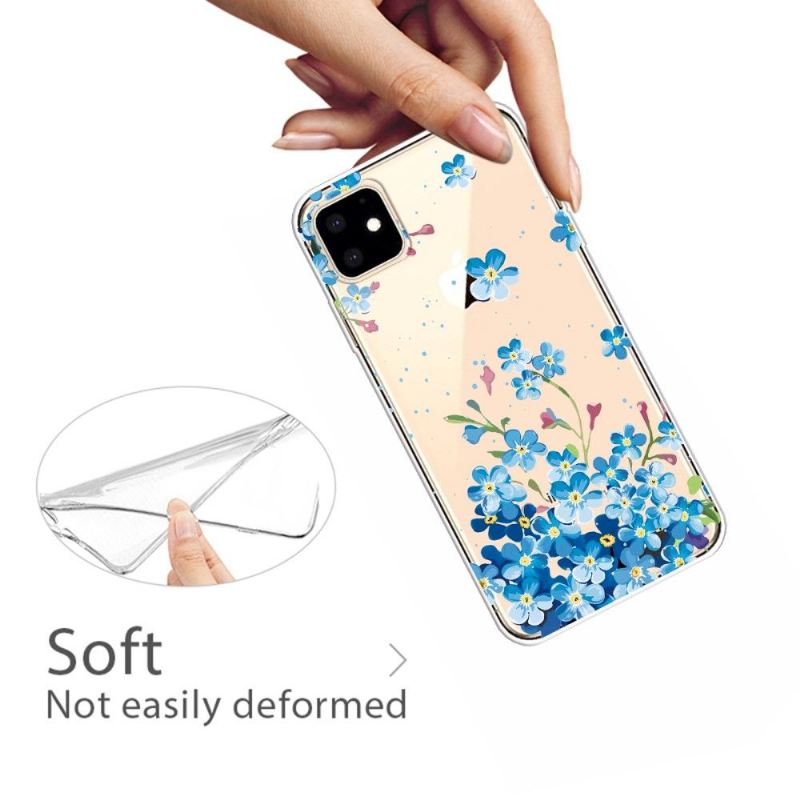 Handyhülle Für iPhone 11 Schutzhülle Transparente Blaue Blumen