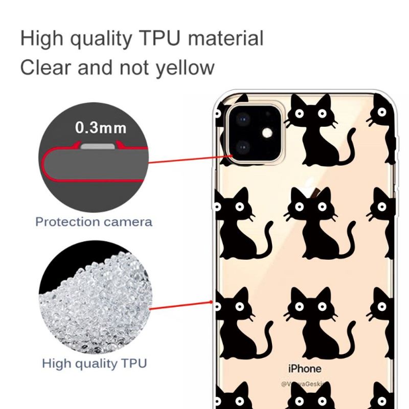 Handyhülle Für iPhone 11 Transparente Schwarze Katzen