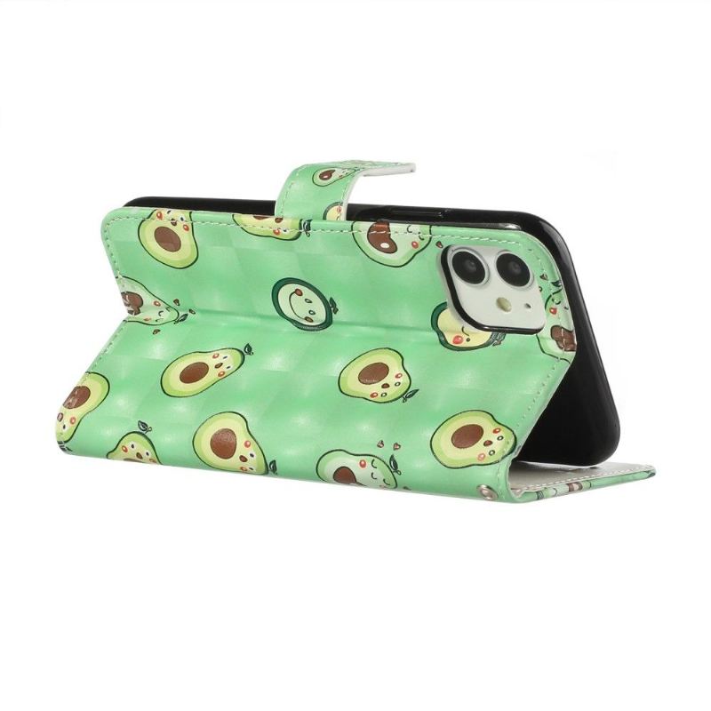 Lederhüllen Für iPhone 11 Kawaii Avocado + Schulterriemen