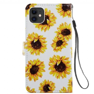 Lederhüllen Für iPhone 11 Sonnenblumenblüte