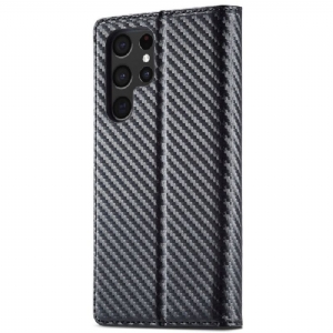 Lederhüllen Für Samsung Galaxy S22 Ultra 5G Flip Case Flip Kohlefaser