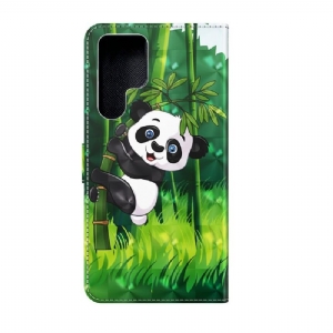 Lederhüllen Für Samsung Galaxy S22 Ultra 5G Schutzhülle Sitzender Panda