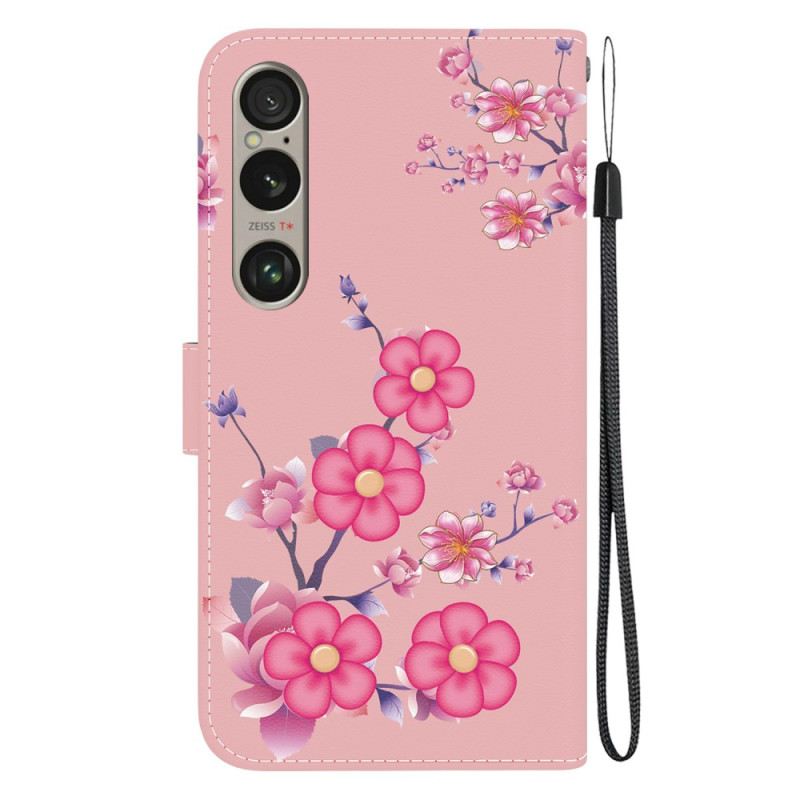 Lederhüllen Sony Xperia 1 Vi Handyhülle Sakura-riemen