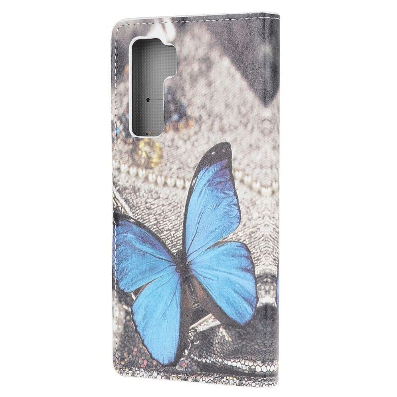 Flip Case Für Huawei P40 Lite 5G Blauer Schmetterling