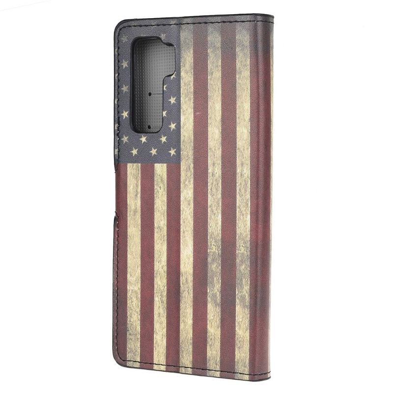 Flip Case Für Huawei P40 Lite 5G Vintage Amerikanische Flagge