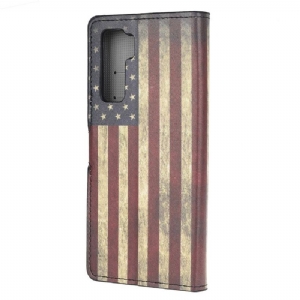 Flip Case Für Huawei P40 Lite 5G Vintage Amerikanische Flagge