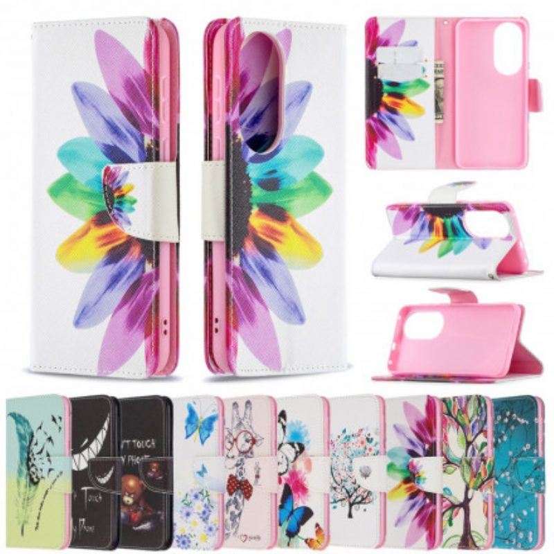 Flip Case Für Huawei P50 Aquarellblume