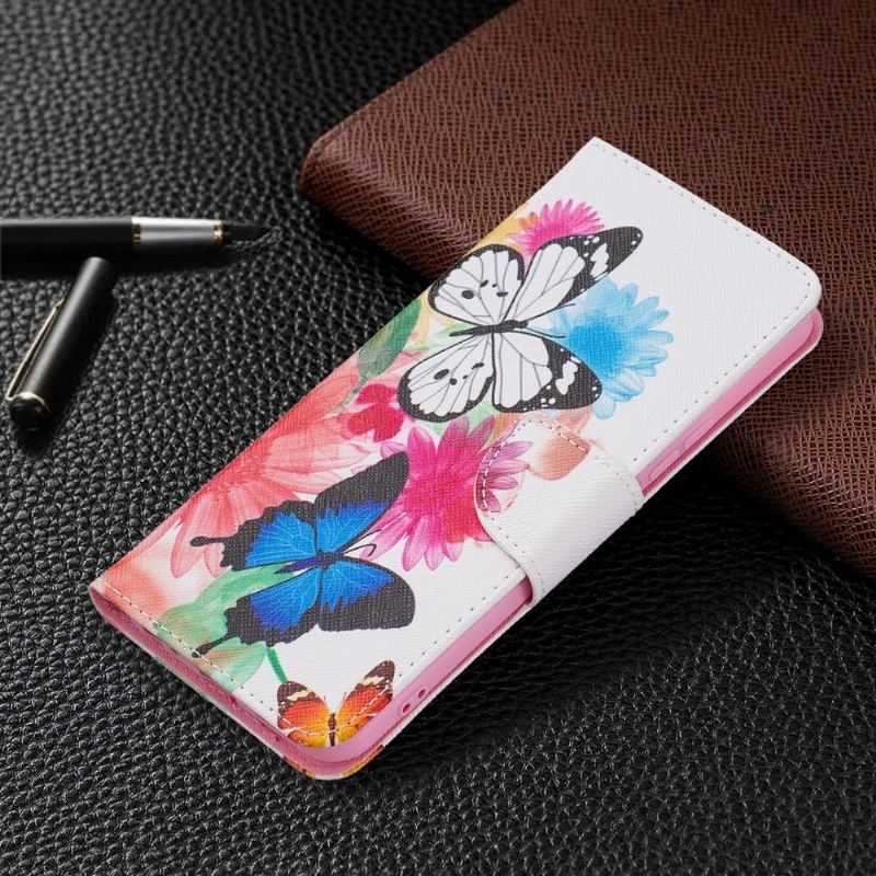 Flip Case Für Vivo Y21 / Y21s / Y33s Schmetterlinge Und Bunte Blumen