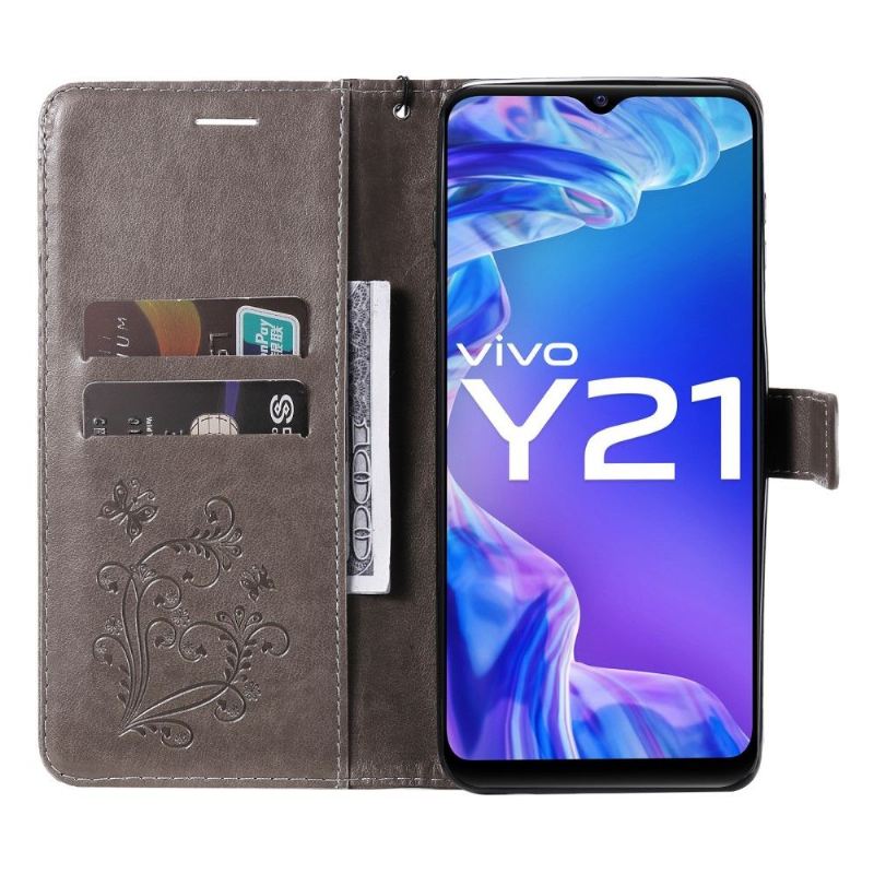 Flip Case Für Vivo Y21 / Y21s / Y33s Unterstützungsfunktion Schmetterlinge