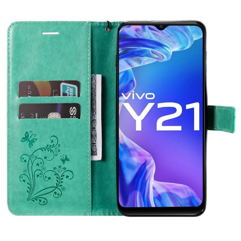 Flip Case Für Vivo Y21 / Y21s / Y33s Unterstützungsfunktion Schmetterlinge