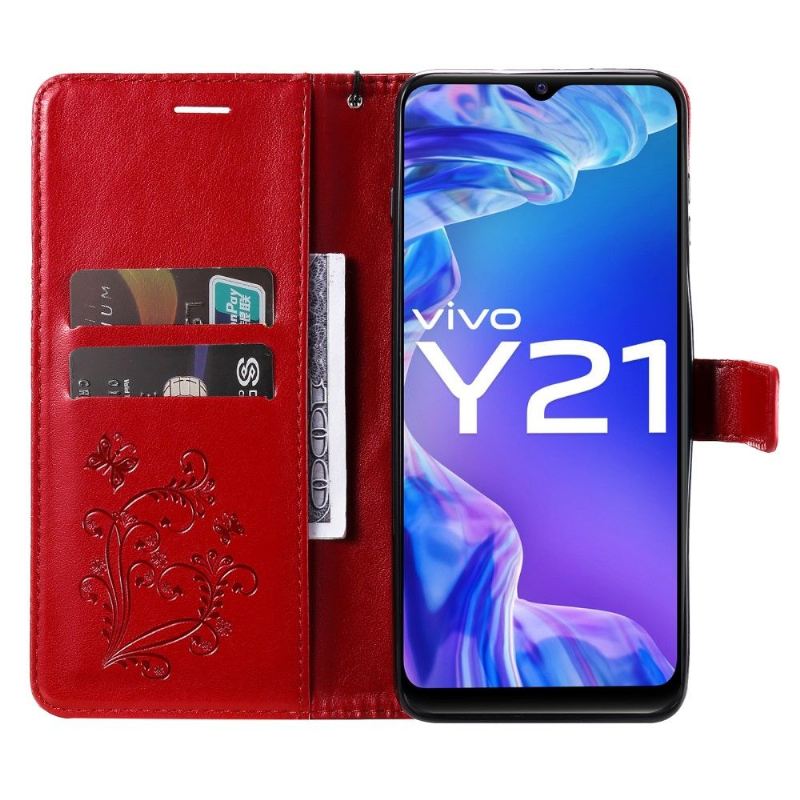 Flip Case Für Vivo Y21 / Y21s / Y33s Unterstützungsfunktion Schmetterlinge