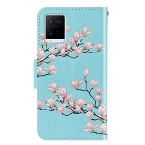 Flip Case Für Vivo Y21 / Y21s / Y33s Weiße Blumen