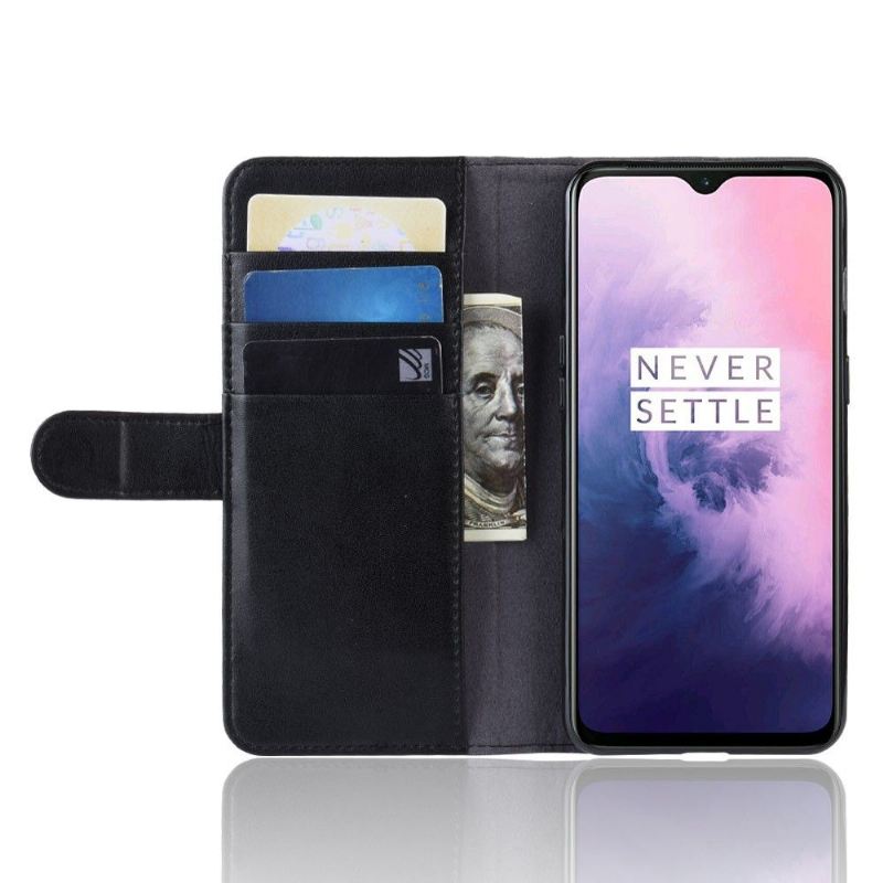 Case Für OnePlus 7 Brieftasche Premium-ledergeldbörse - Schwarz