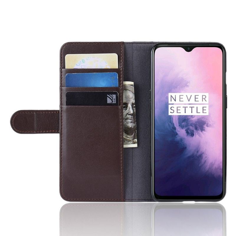 Case Für OnePlus 7 Schutzhülle Geldbörse Premium-ledergeldbörse - Braun