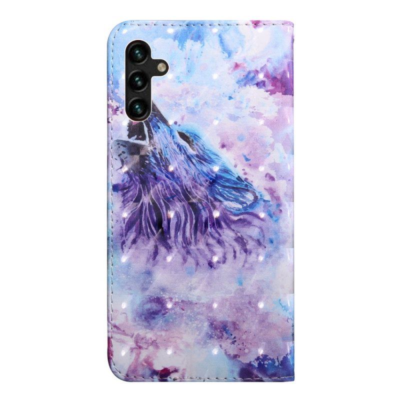 Flip Case Für Samsung Galaxy A13 5G / A04s Aquarell-wolf