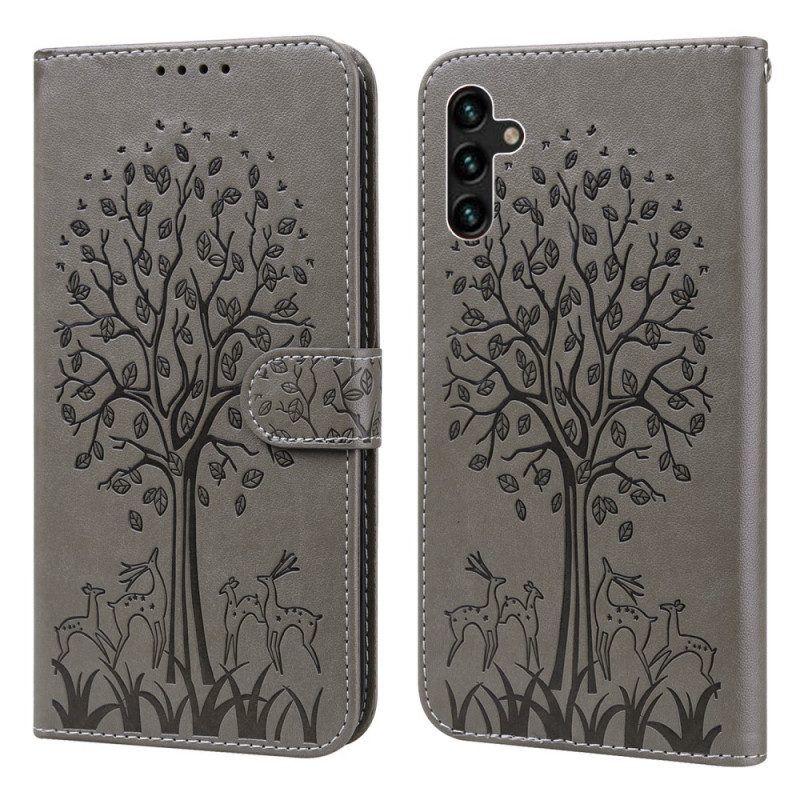 Flip Case Für Samsung Galaxy A13 5G / A04s Baum Und Hirsch