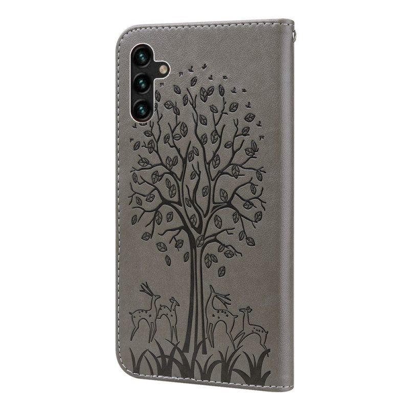 Flip Case Für Samsung Galaxy A13 5G / A04s Baum Und Hirsch