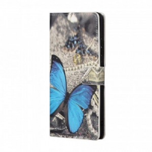 Flip Case Für Samsung Galaxy A13 5G / A04s Blauer Schmetterling