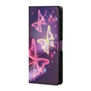 Flip Case Für Samsung Galaxy A13 5G / A04s Schmetterlinge Und Blumen