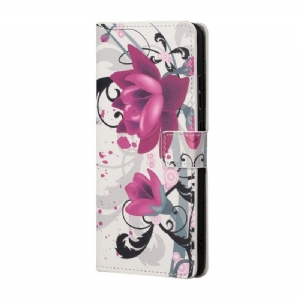 Flip Case Für Samsung Galaxy A13 5G / A04s Tropische Blumen