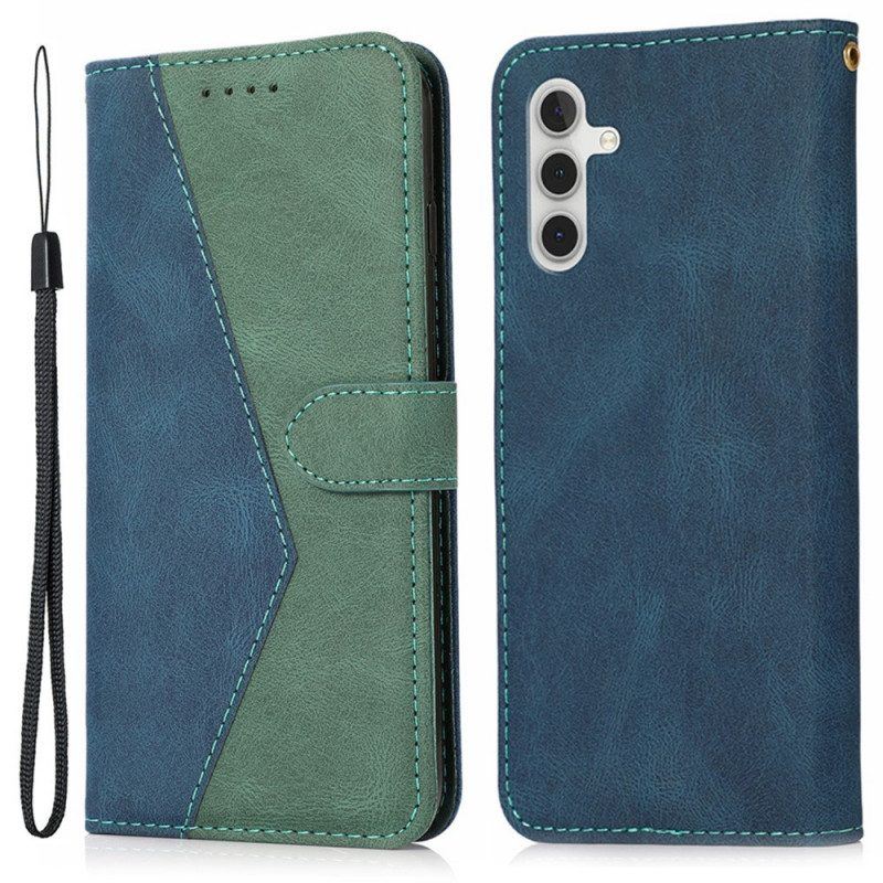 Flip Case Für Samsung Galaxy A13 5G / A04s Zweifarbiges Dreieckiges Kunstleder