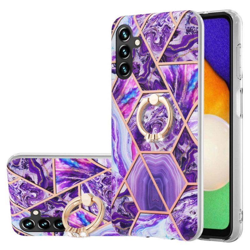 Hülle Für Samsung Galaxy A13 5G / A04s Geometrischer Marmor Mit Ringunterstützung