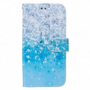 Lederhüllen Für Samsung Galaxy A13 5G / A04s Blauer Glitzerverlauf