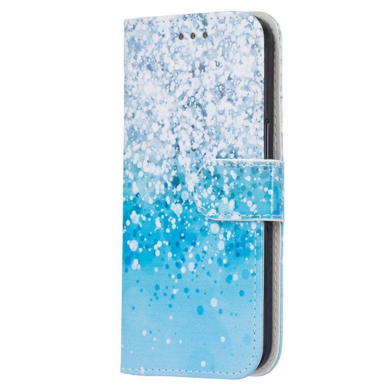 Lederhüllen Für Samsung Galaxy A13 5G / A04s Blauer Glitzerverlauf