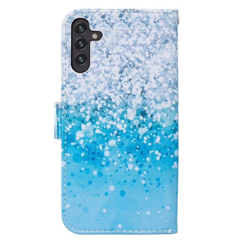 Lederhüllen Für Samsung Galaxy A13 5G / A04s Blauer Glitzerverlauf